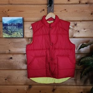 Sir Jac 💙‎ Vintage Retro Puffer Vest Red Yellow Nylon Jacket Insulated Sz Small